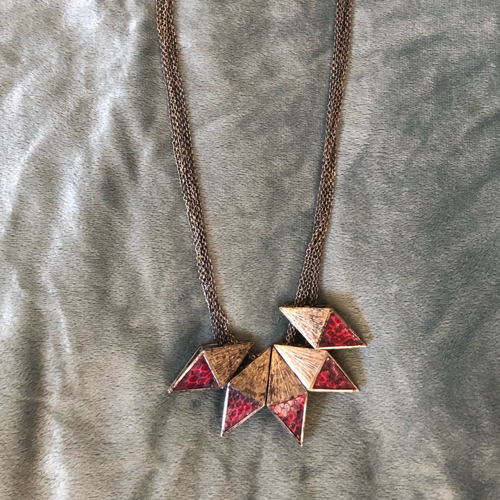 Gold and Red Geometric Necklace